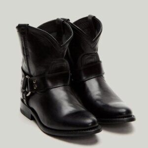 Frye Wyatt Harness Leather Black Short Southern/Western Cowboy Vintage AnkleBoot